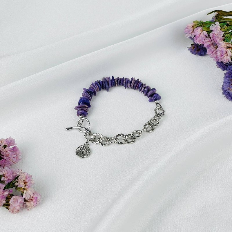 Браслет из Чароита с цепочкой - изображение товара №1