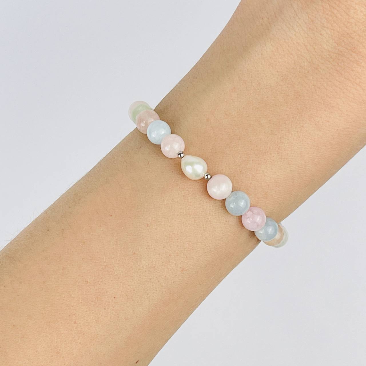 Браслет из Берилла микс и Жемчуга - изображение товара №1