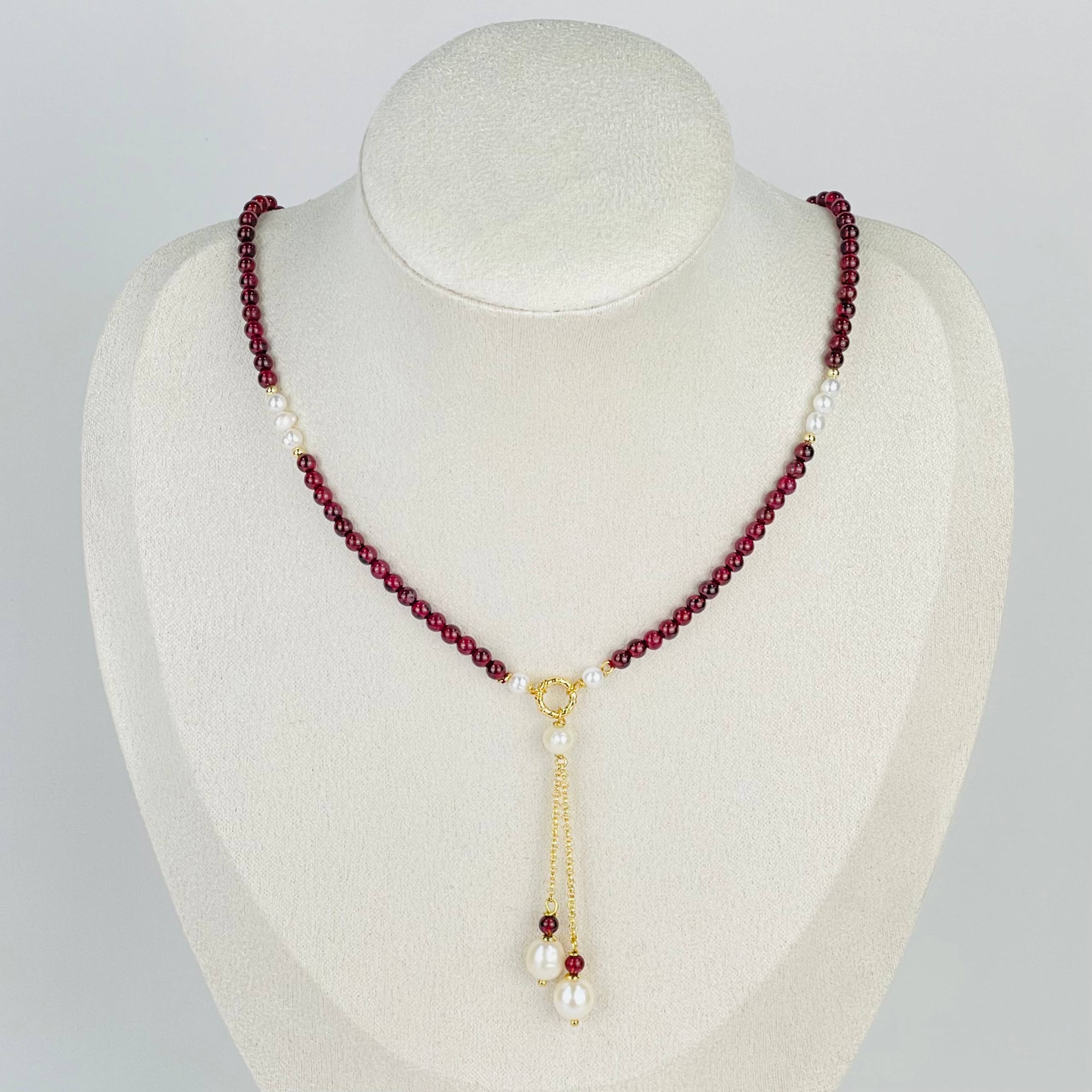 Колье из Граната и Жемчуга - изображение товара №1