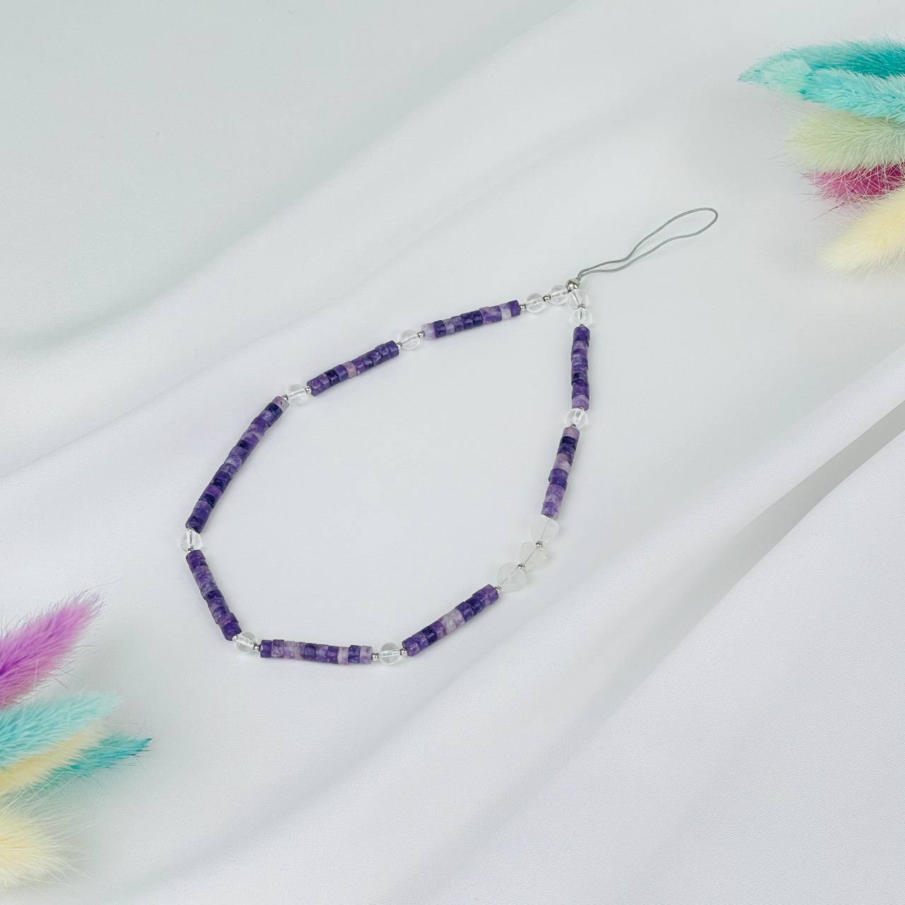 Держатель для телефона из Лепидолита и Горного Хрусталя - изображение товара №0