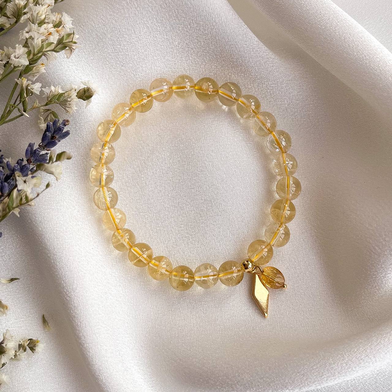 Купить Браслет с подвеской из Цитрина диаметр камня 7 мм длина 17 см ...