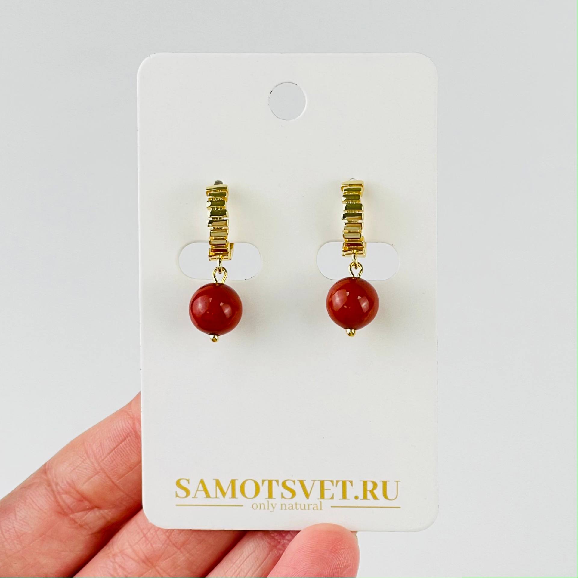 Серьги из кирпичной Яшмы - изображение товара №1