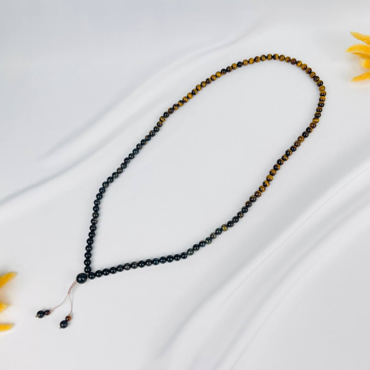 Четки буддийские (Мала) из Обсидиана, Тигрово-Соколиного и Тигрового глаза(108 бусин) - изображение товара №2 Четки буддийские (Мала) из Обсидиана, Тигрово-Соколиного и Тигрового глаза(108 бусин) - изображение товара №1