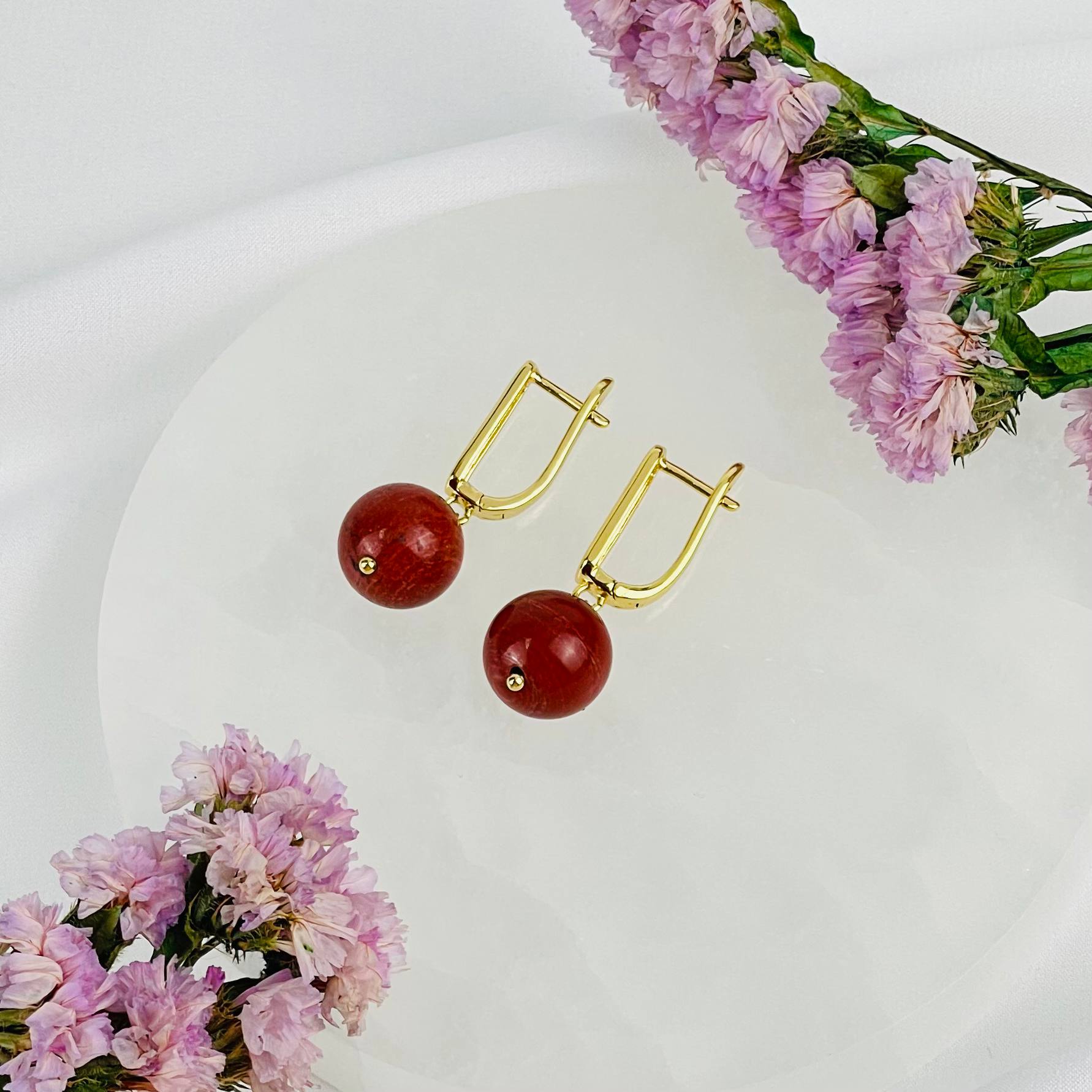 Серьги из кирпичной Яшмы - изображение товара №2