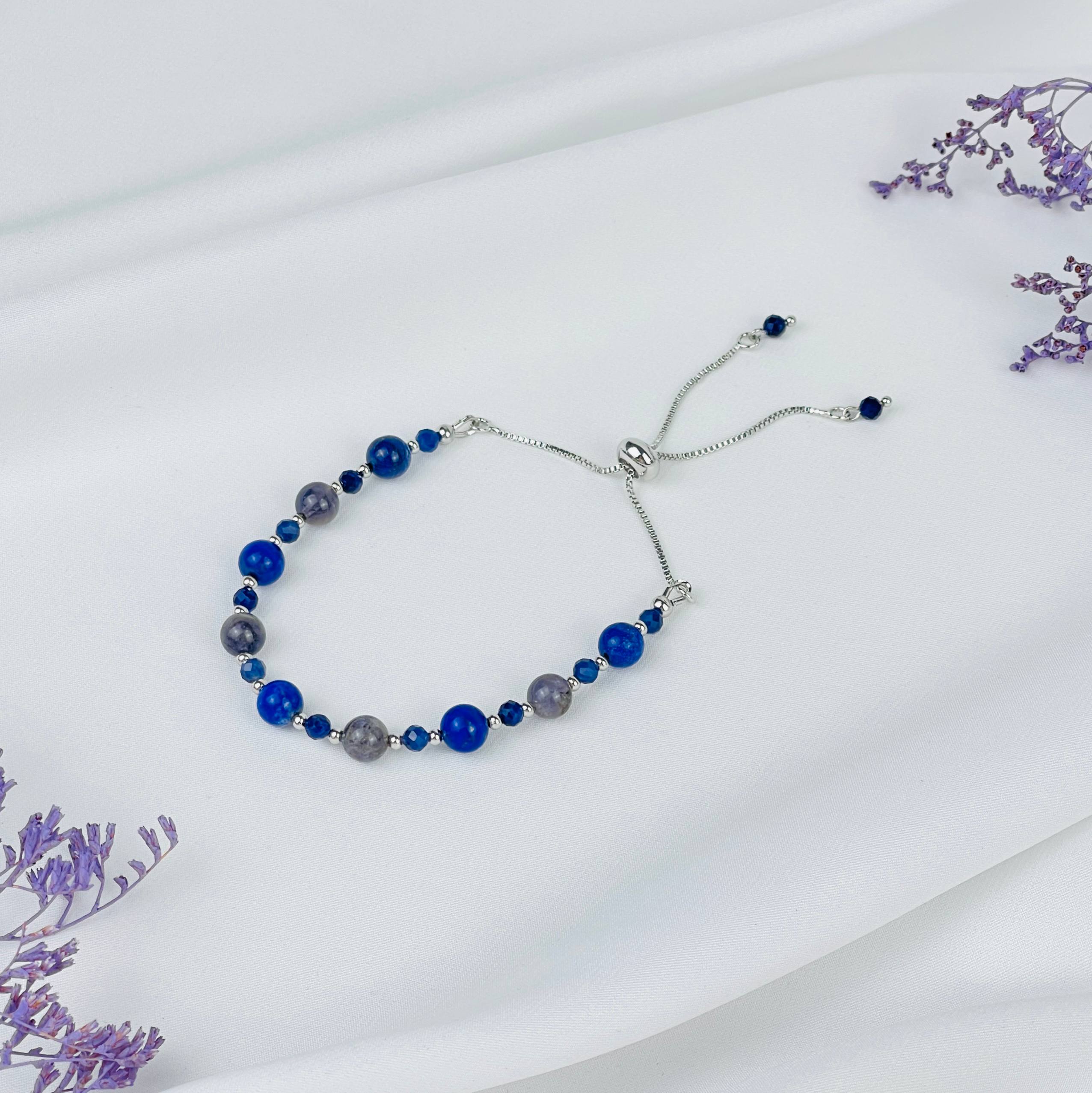 Браслет регулируемый из Лазурита, Иолита и Содалита - изображение товара №1