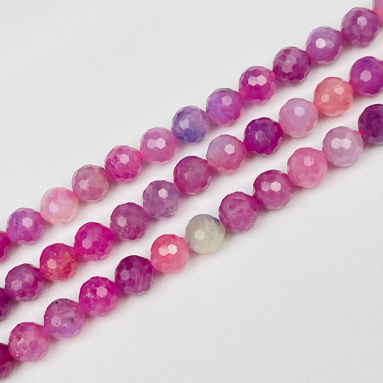 Бусины для украшений из розового Корунда (55 бусин) - изображение товара №1