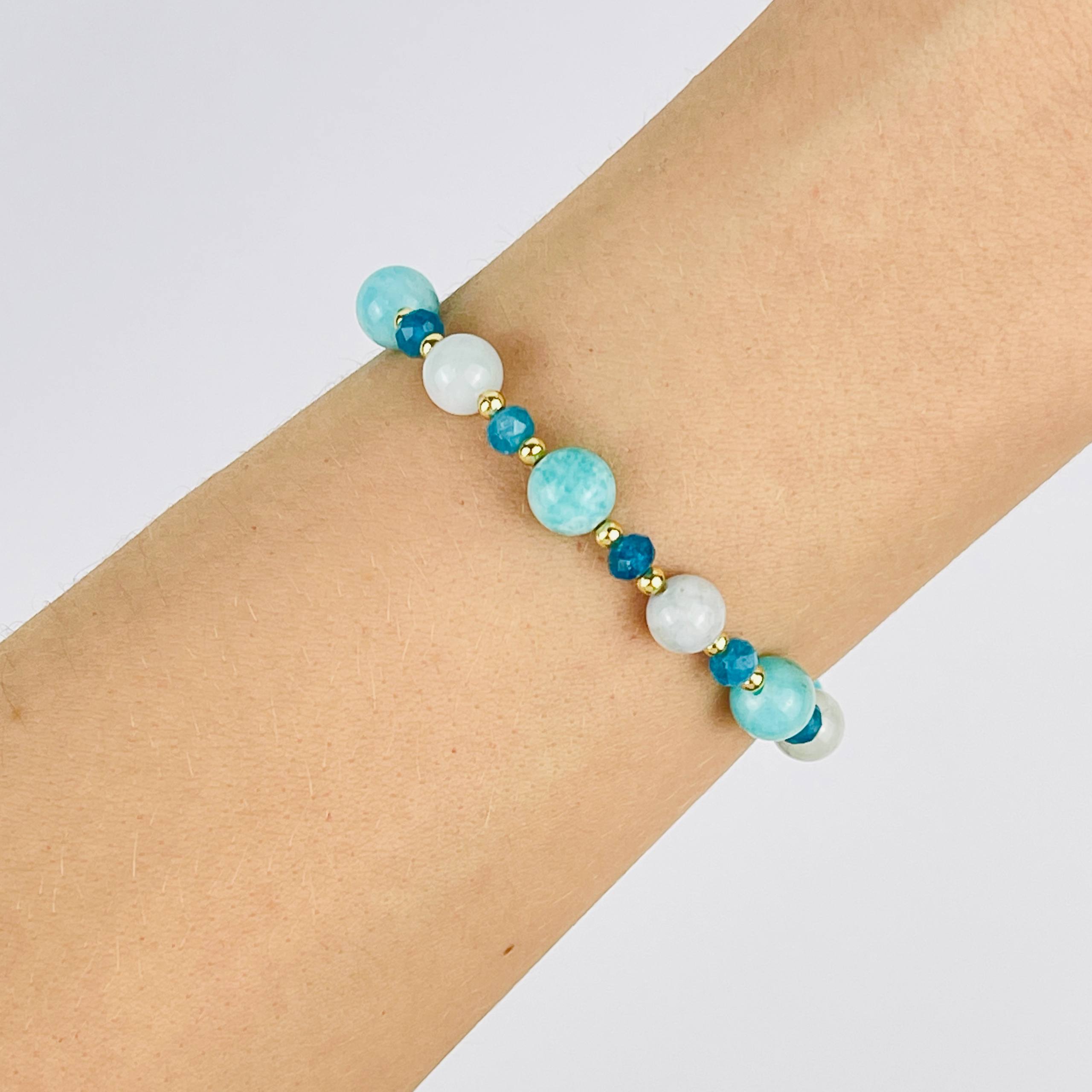 Браслет (Вишудха) регулируемый из Аквамарина, Апатита и Амазонита - изображение товара №2