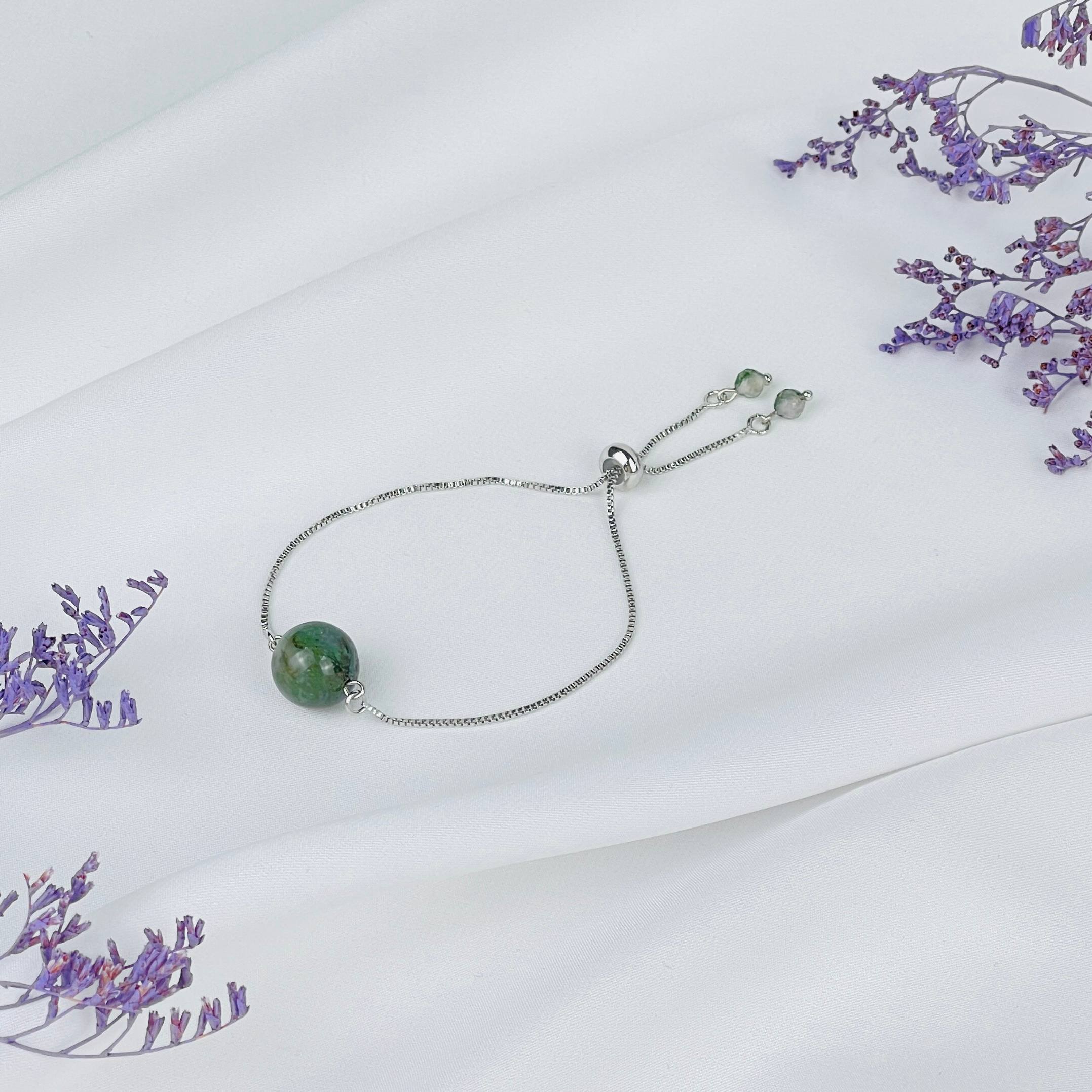 Браслет регулируемый с Моховым агатом - изображение товара №0