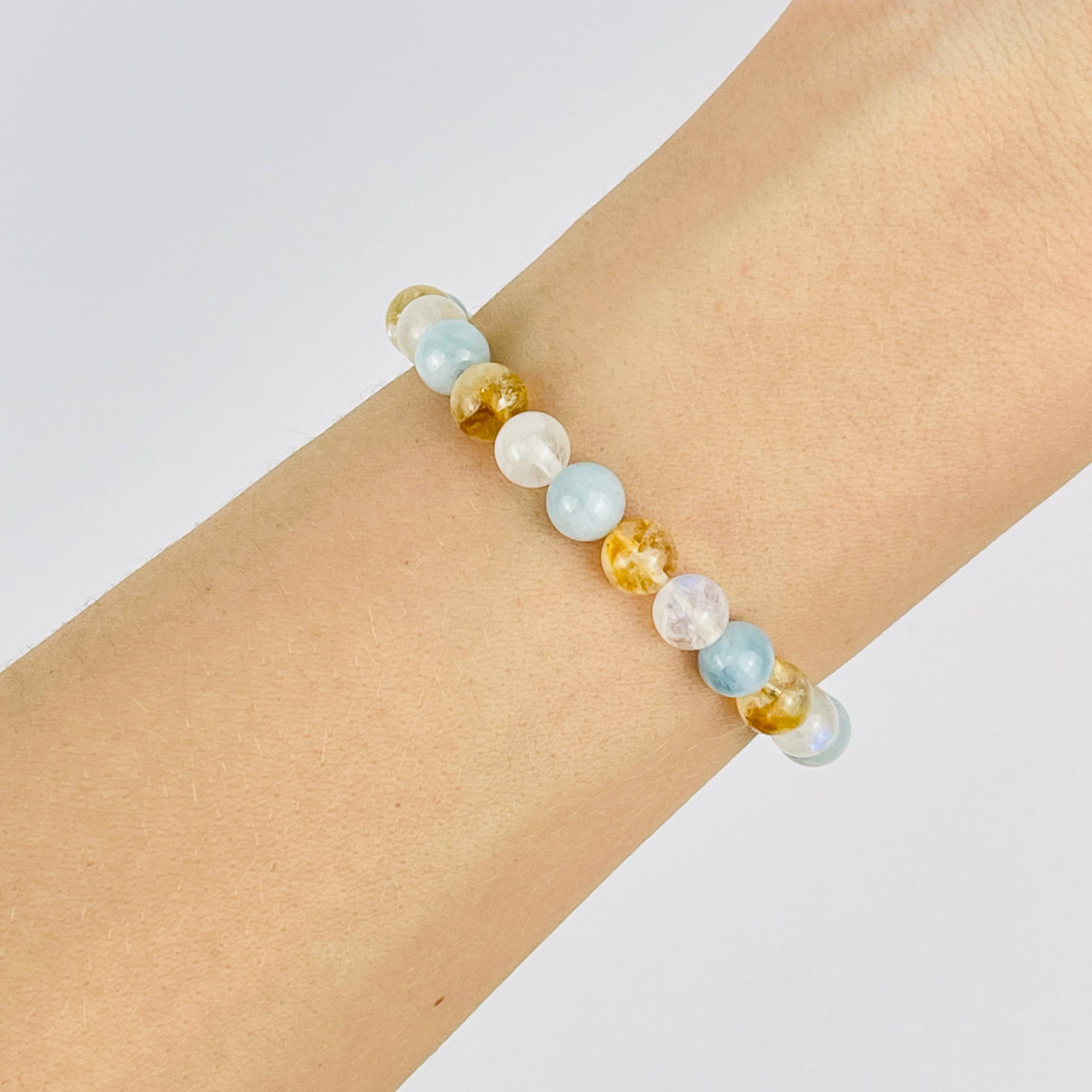 Браслет из Аквамарина, Лунного камня и Цитрина - изображение товара №1