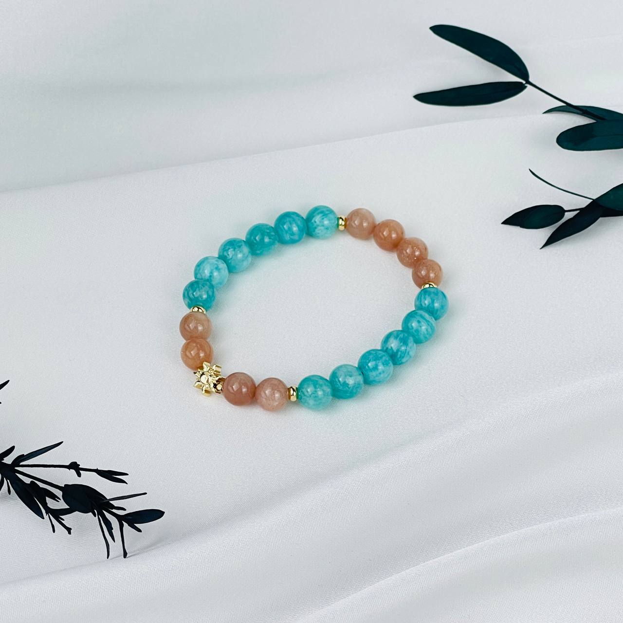 Браслет из Амазонита и Лунного камня - изображение товара №1