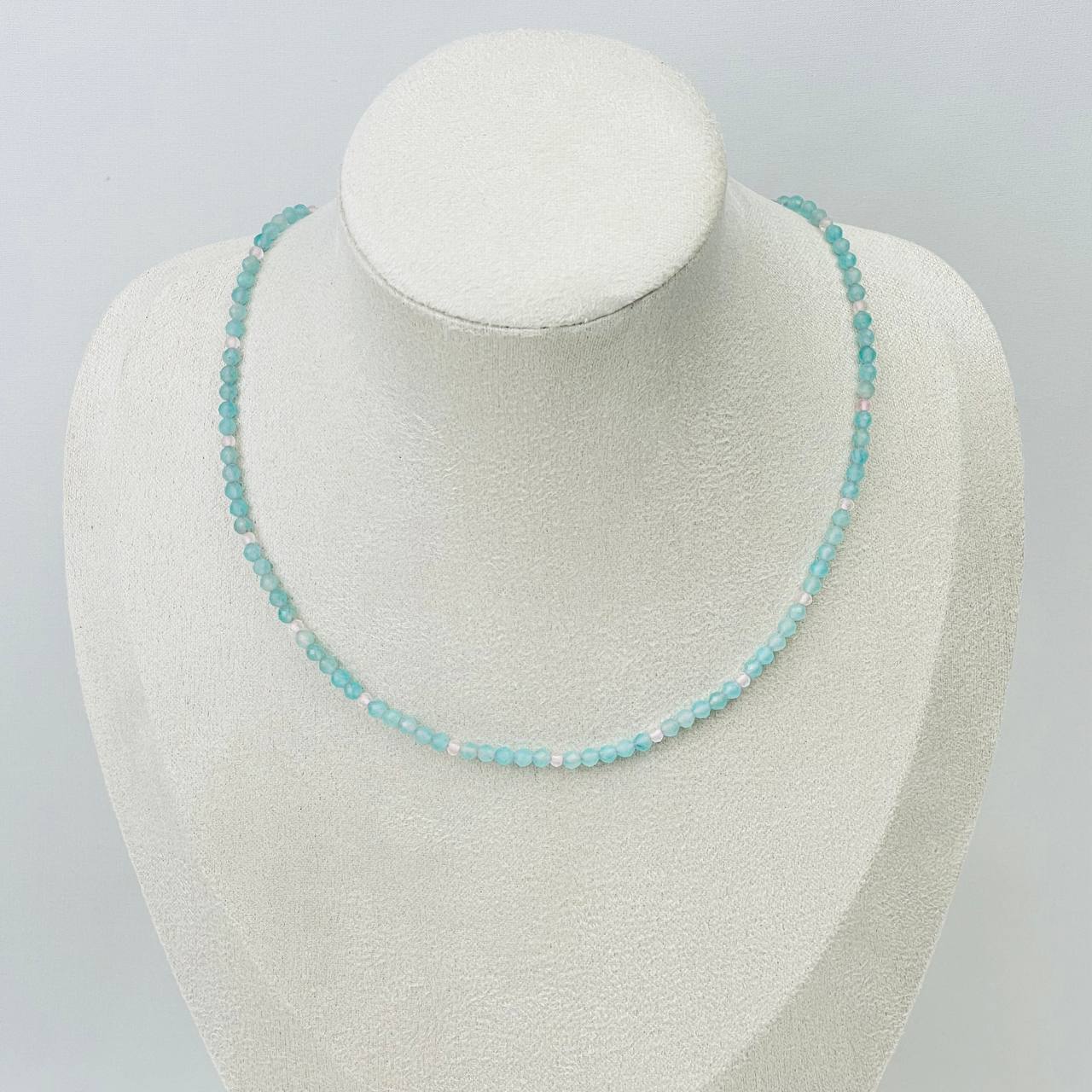 Колье из Амазонита и Розового кварца - изображение товара №1