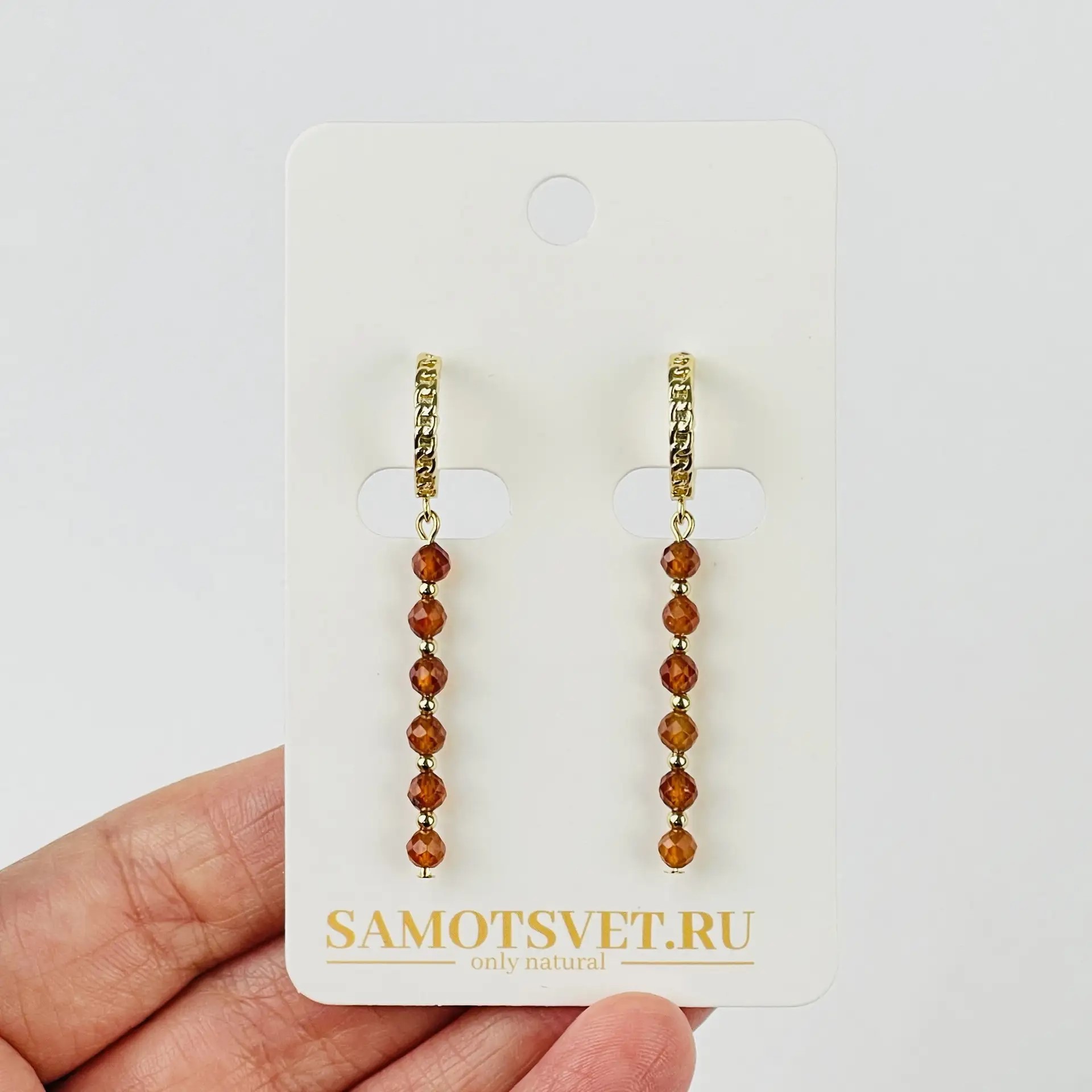 Серьги длинные из Граната (Спессартин) - изображение товара №1