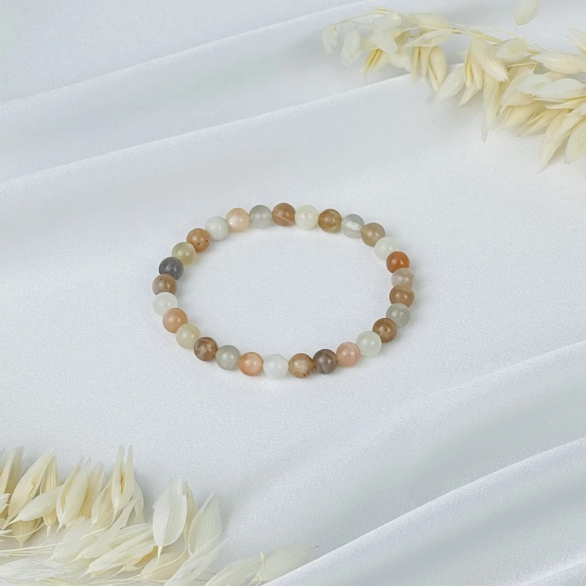 Браслет из Лунного камня микс - изображение товара №1