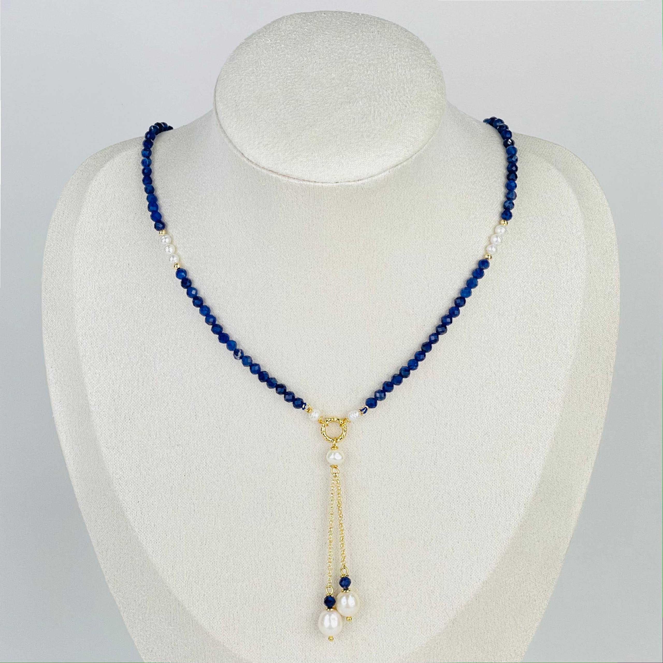 Колье из Содалита и Жемчуга - изображение товара №0