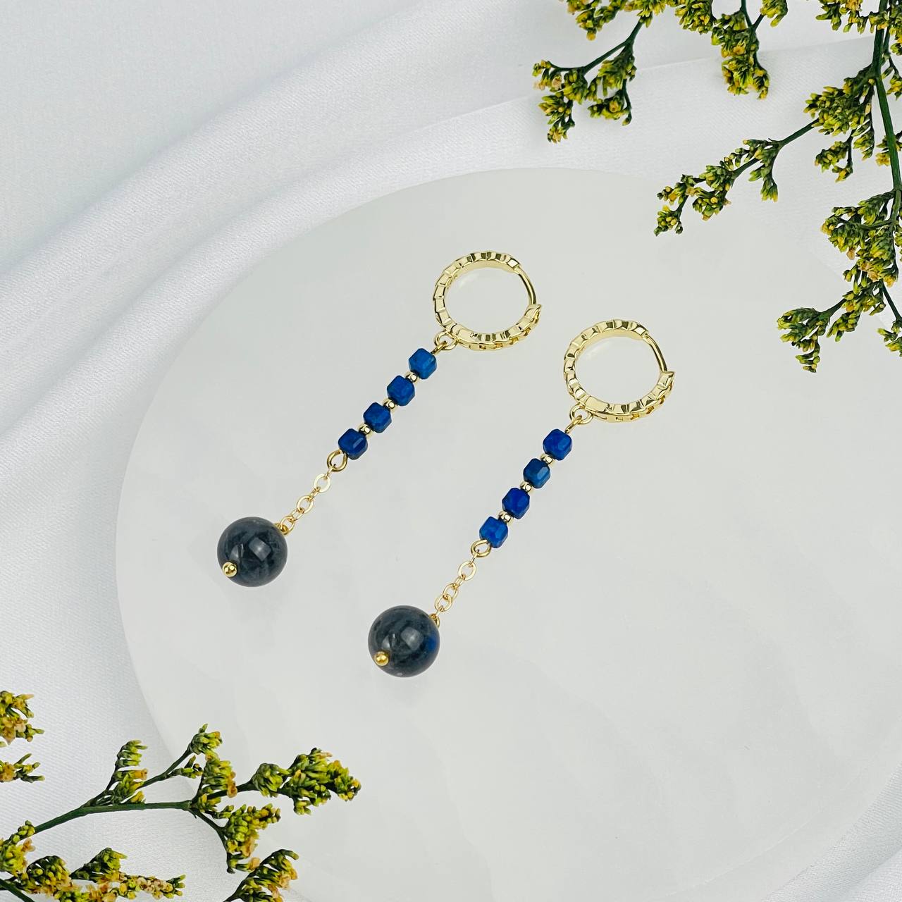 Серьги длинные из Лазурита и Лабрадора - изображение товара №2