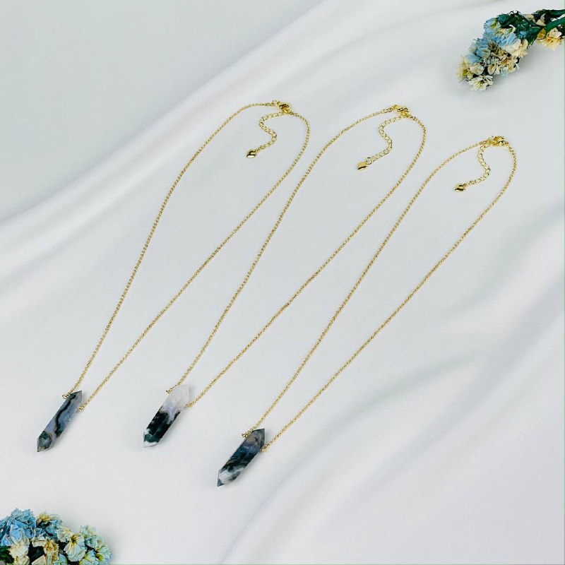 Кулон на цепочке из Мохового агата - изображение товара №1