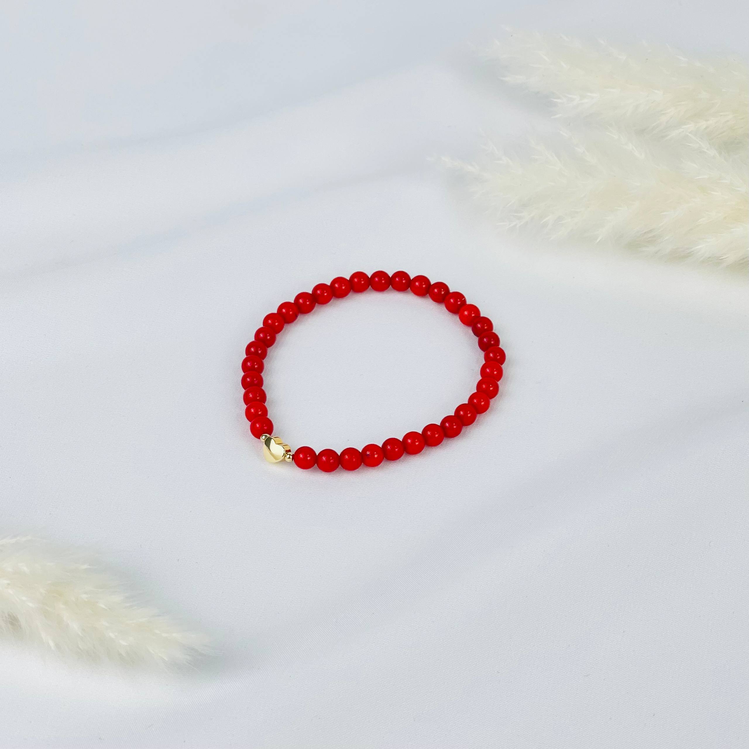 Браслет детский из Коралла во вставкой сердце - изображение товара №2