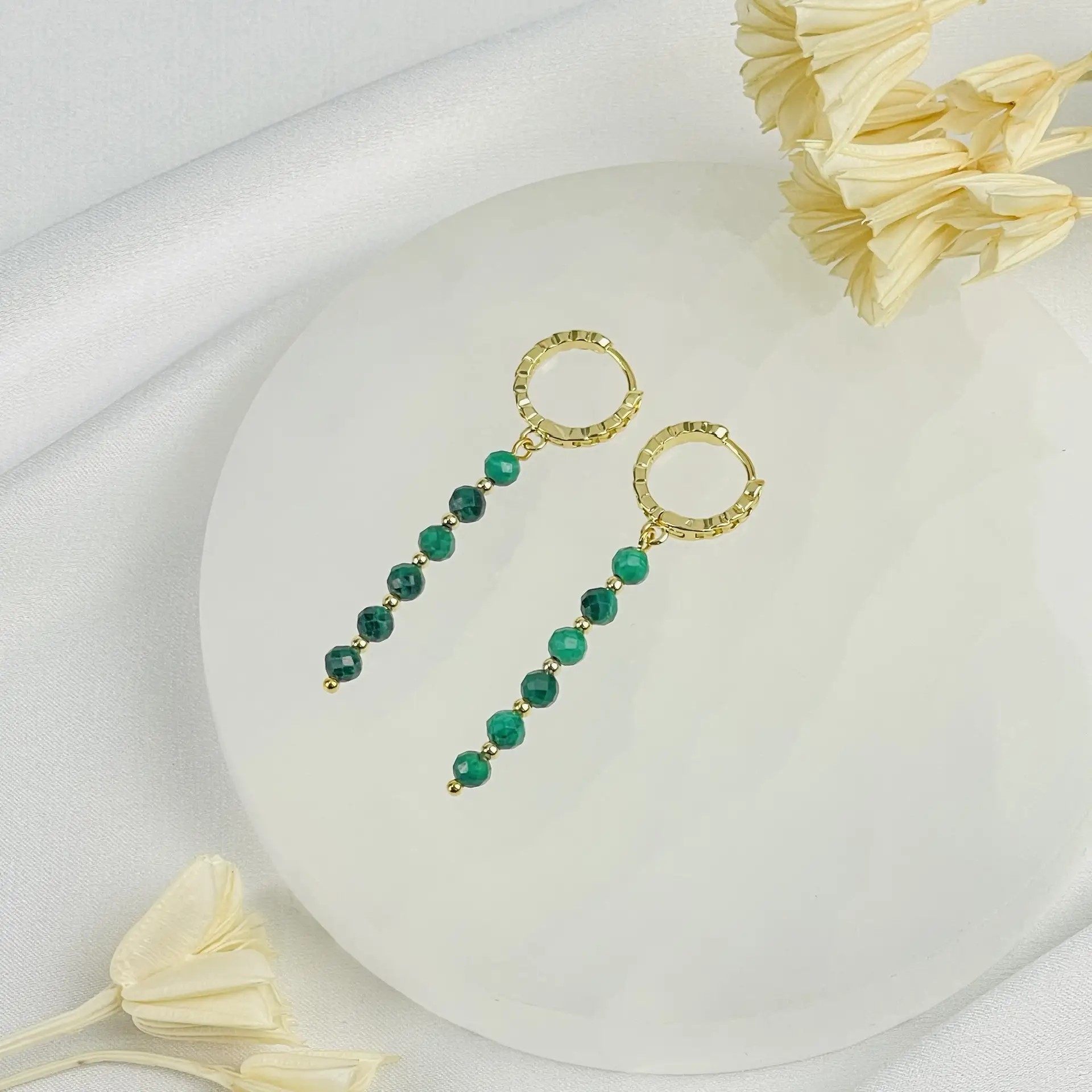 Серьги длинные из Малахита - изображение товара №2