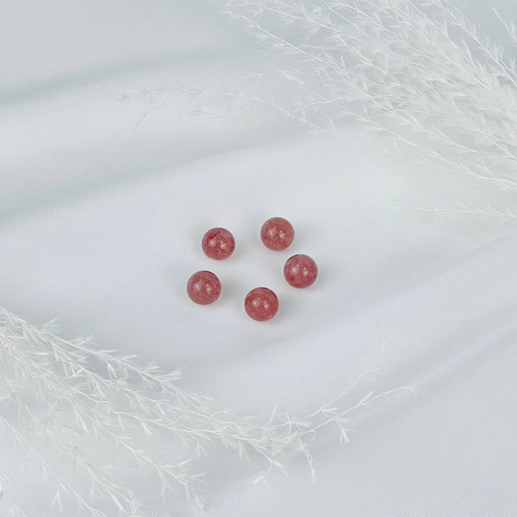 Бусины для украшений из Клубничного кварца (5 шт) - изображение товара №1
