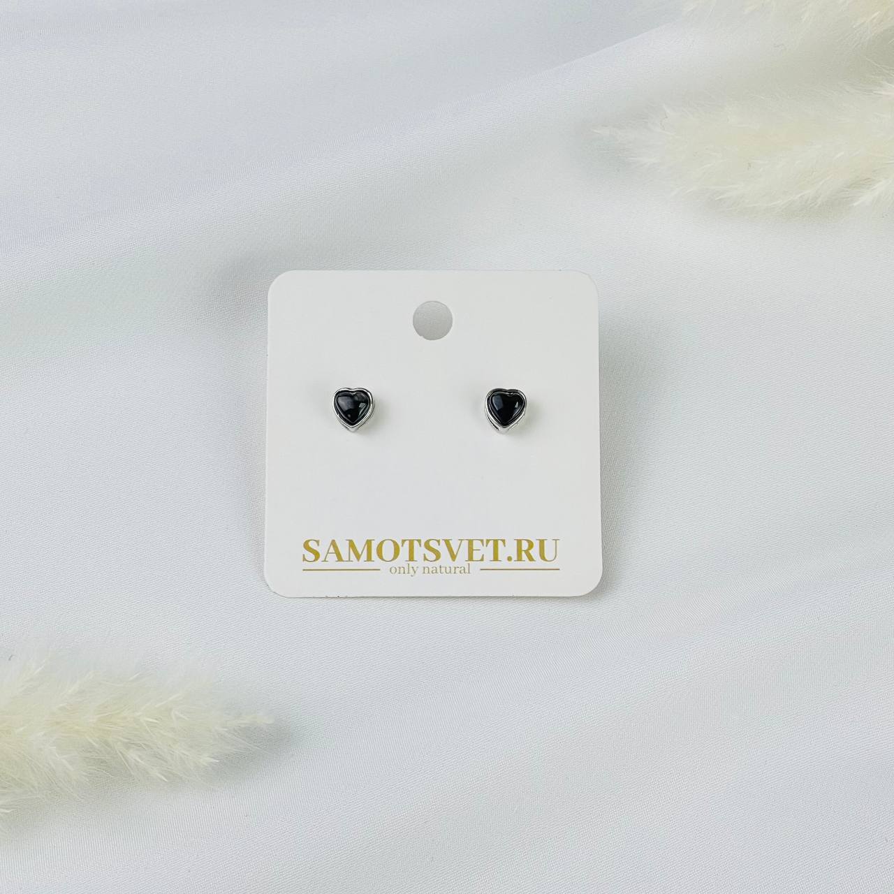 Серьги-пусеты с камнем Гиперстен - изображение товара №2