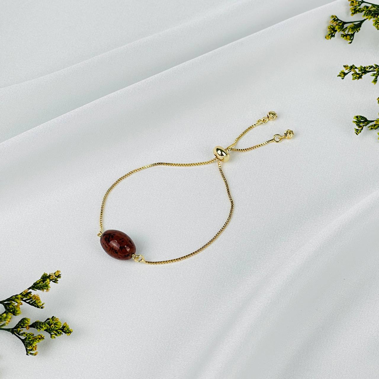 Браслет регулируемый с Обсидианом - изображение товара №1