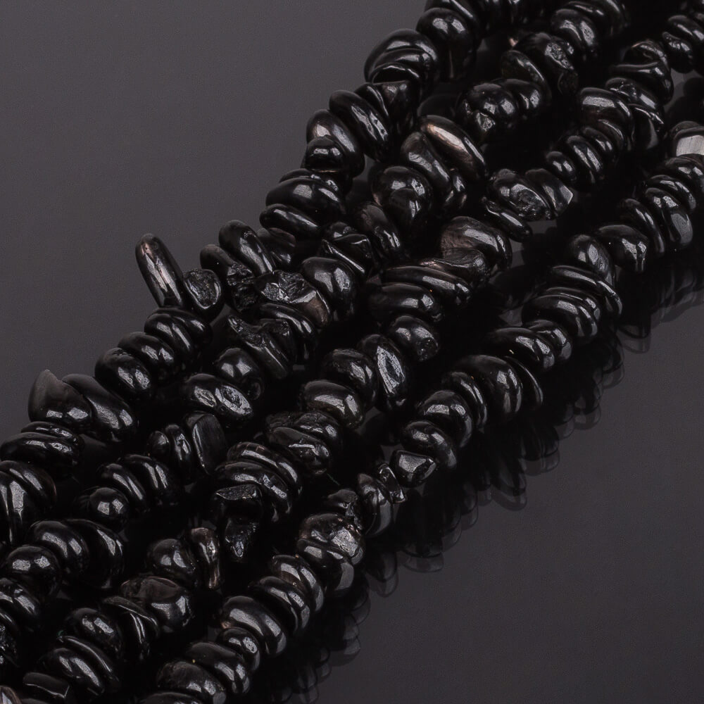Бусины для рукоделия черный Турмалин "Шерл" крошка (Бразилия)
