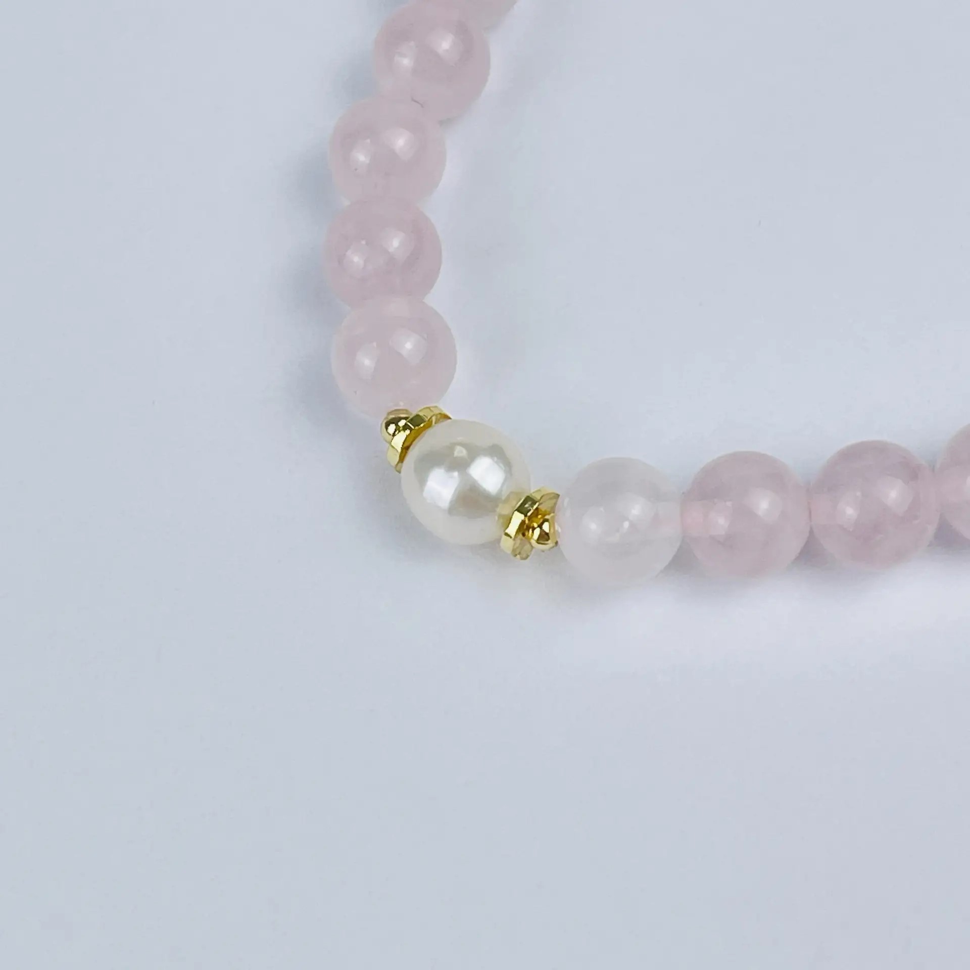 Браслет из мадагаскарского Розового кварца и Жемчуга - изображение товара №3