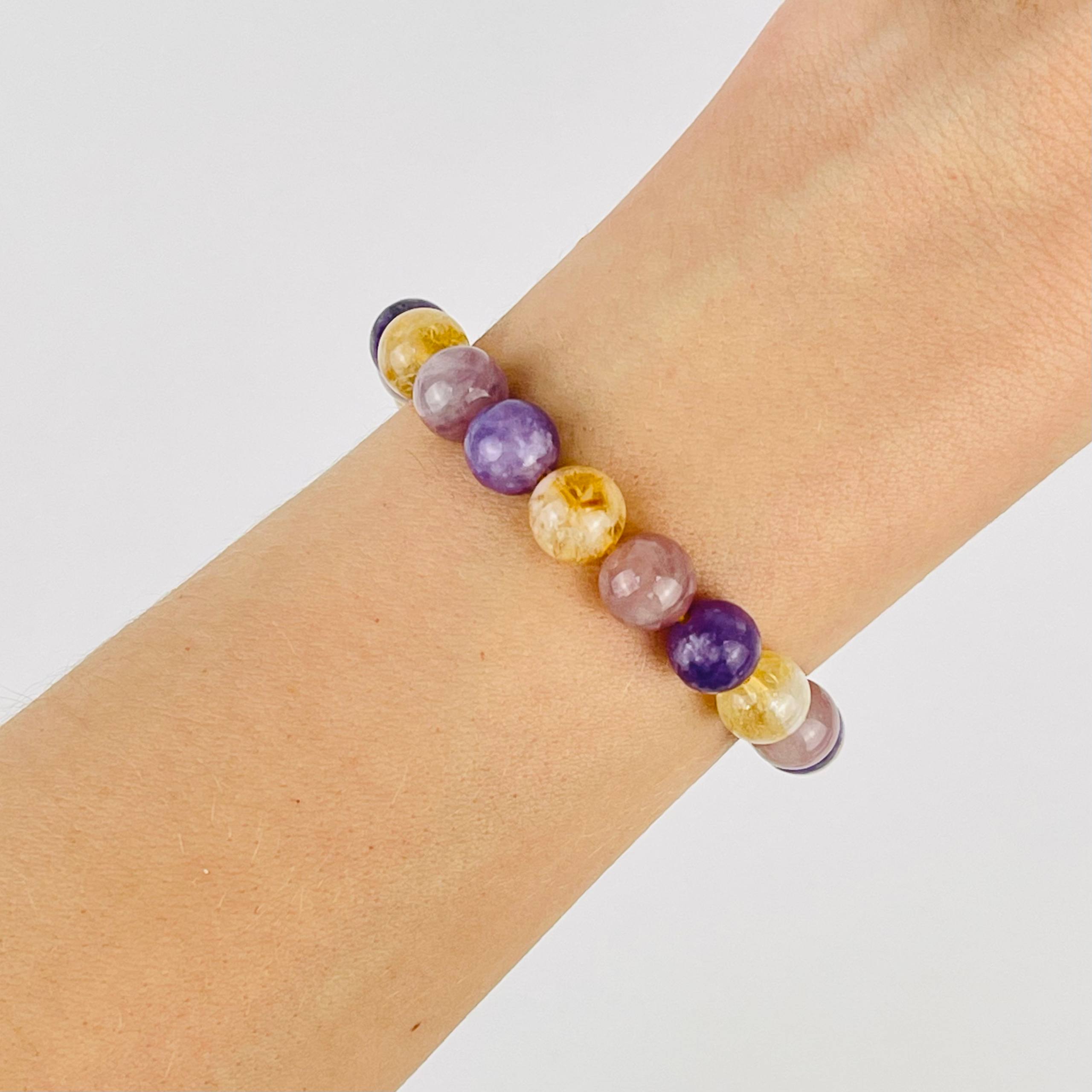 Браслет из Цитрина, Розового кварца и Лепидолита - изображение товара №0