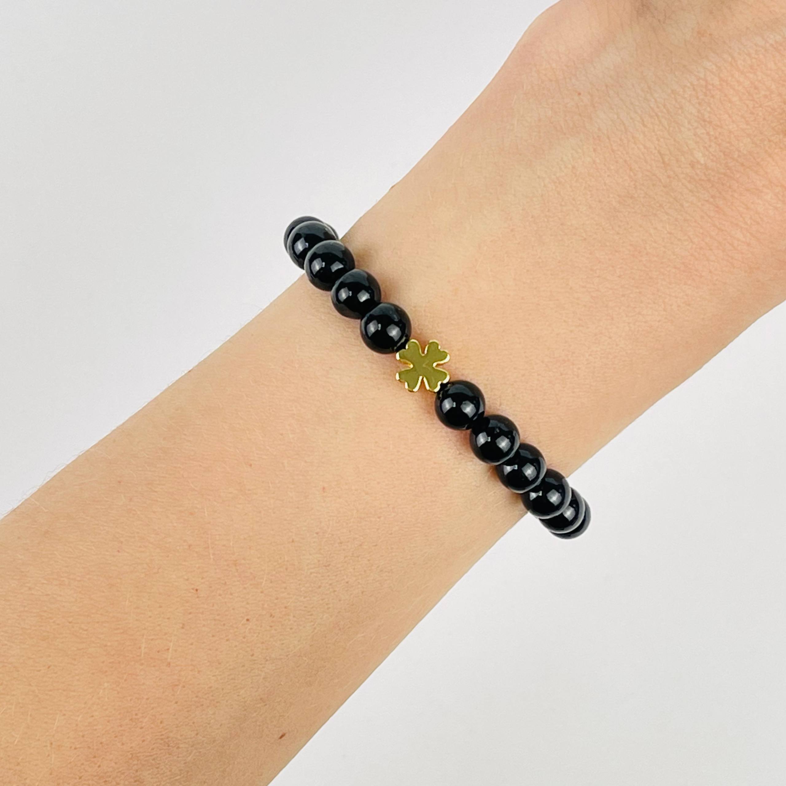 Браслет из черного Турмалина (Шерл) со вставкой - изображение товара №1