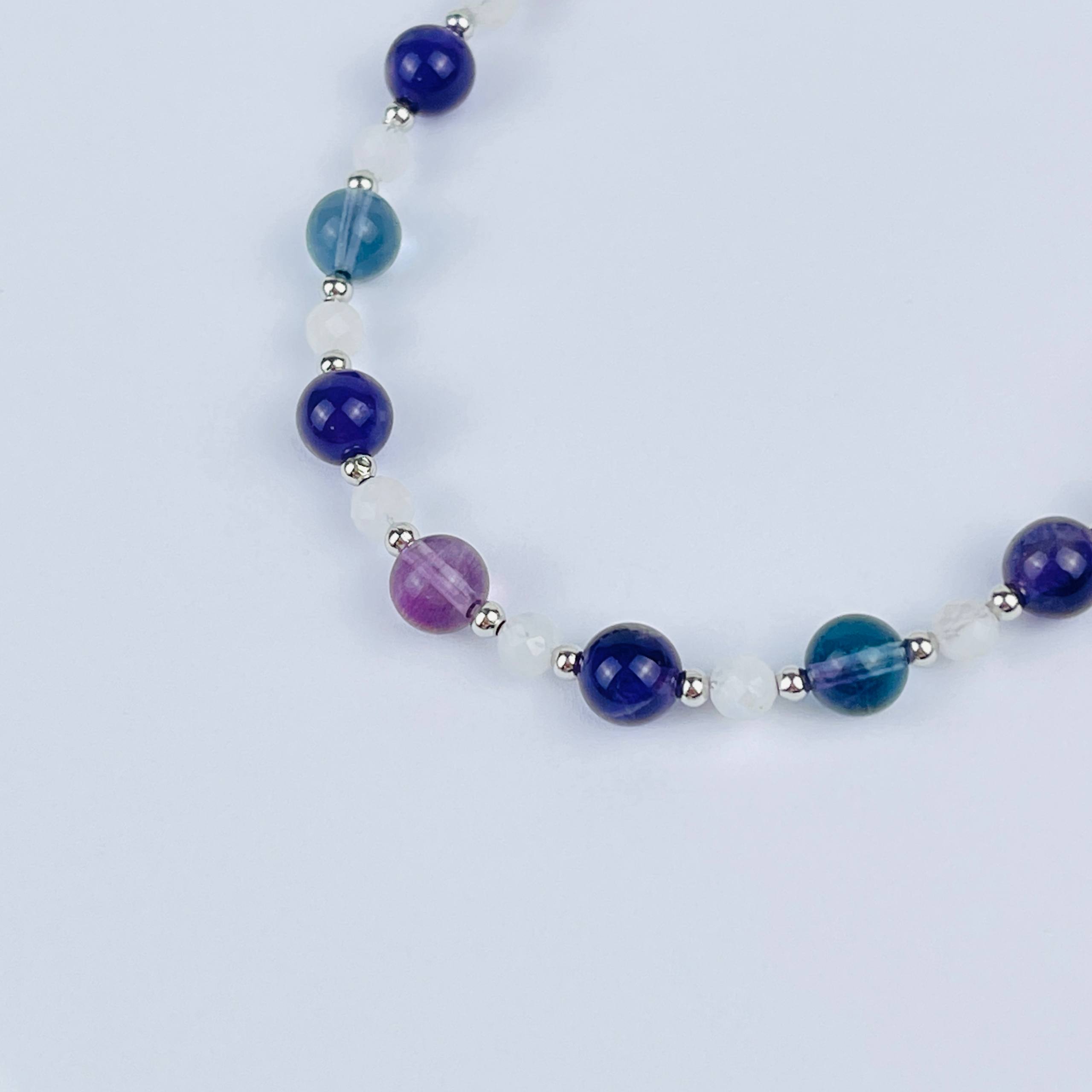 Браслет (Сахасрара) регулируемый из Флюорита, Аметиста и Лунного камня - изображение товара №4