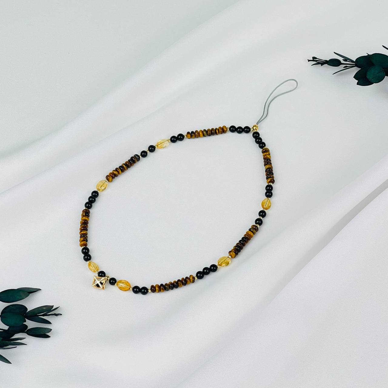 Держатель для телефона из Тигрового глаза, Агата и Цитрина - изображение товара №0