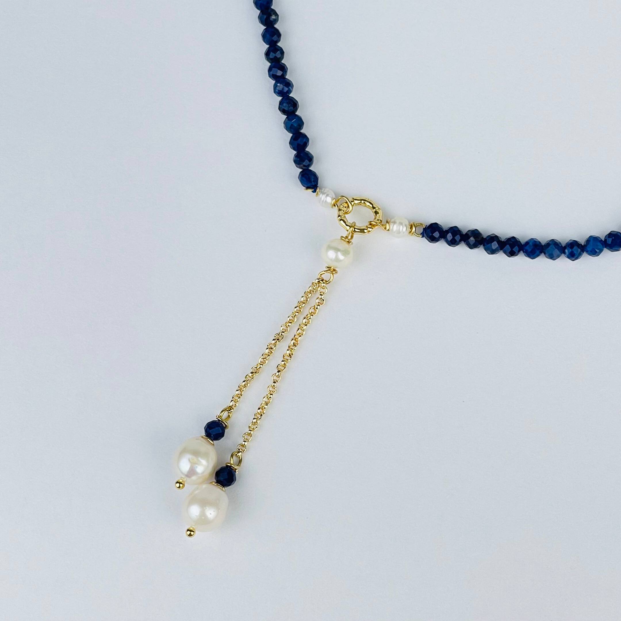 Колье из Содалита и Жемчуга - изображение товара №2