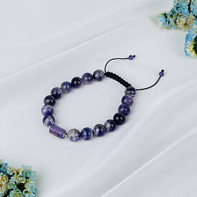 Браслет регулируемый мужской из Аметиста и Чароита "Сахасрара"