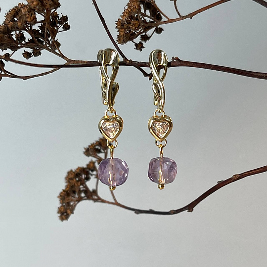 Серьги с Аметистом, Артикул: 097745 - изображение товара №1