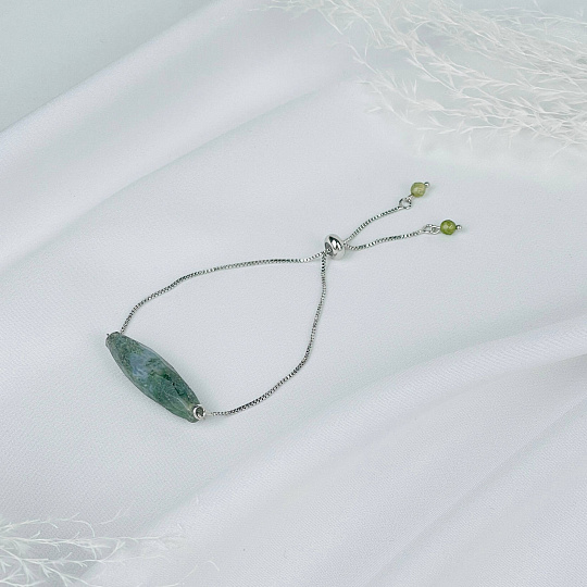 Браслет регулируемый с Моховым агатом, Артикул: 117865 - изображение товара №1