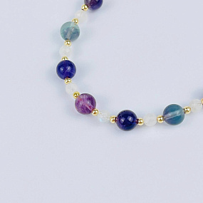 Браслет (Сахасрара) регулируемый из Флюорита, Аметиста и Лунного камня, Артикул: 117979 - изображение товара №4