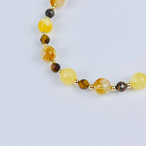 Браслет (Манипура) регулируемый из Цитрина, Кальцита и Тигрового глаза, Артикул: 117969 - изображение товара №4