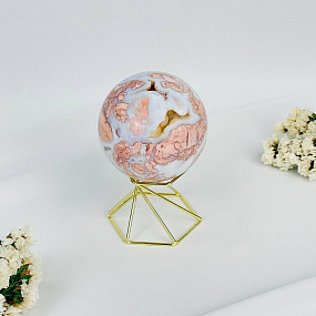 Шар из розового цветочного Агата на подставке