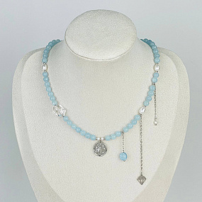 Колье из Аквамарина, Жемчуга и Горного Хрусталя