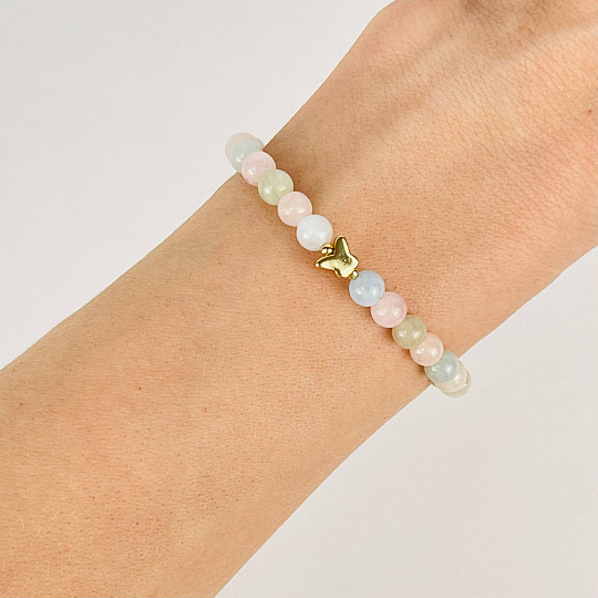 Браслет детский со вставкой Бабочка из Берилла микс, Артикул: 083160 - изображение товара №1