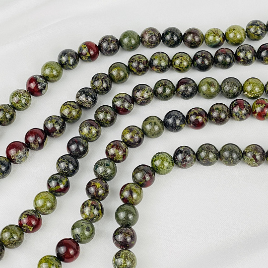 Бусины из зеленой Яшмы (Кровь дракона) (30 бусин), Артикул: 102744 - изображение товара №3