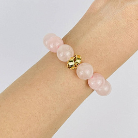 Браслет из Розового кварца со вставкой