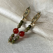 Серьги длинные из Унакита и Сердолика