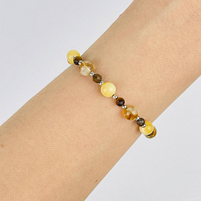 Браслет (Манипура) регулируемый из Цитрина, Кальцита и Тигрового глаза, Артикул: 117968 - изображение товара №2