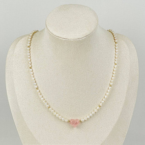 Колье из Жемчуга и Розового кварца, Артикул: 120789 - изображение товара №1