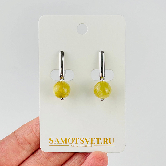 Серьги из Мусковита (Лепидолит желтый), Артикул: 117607 - изображение товара №1