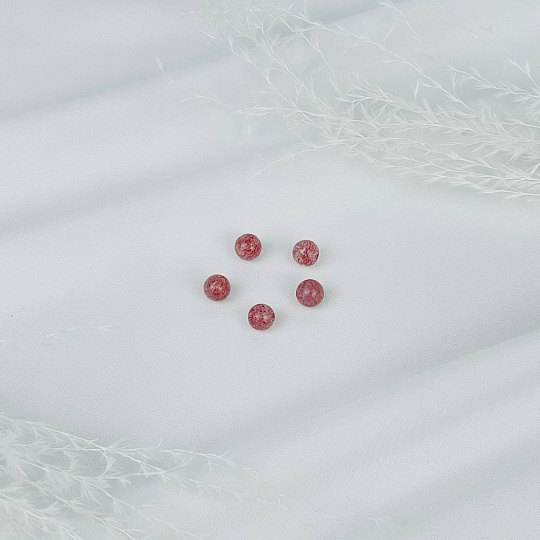 Бусины для украшений из Клубничного кварца (5 шт), Артикул: 117026 - изображение товара №1