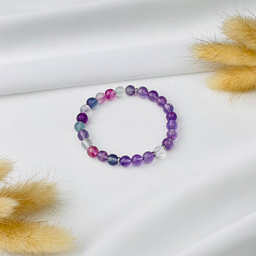 Браслет "Стихия Эфир" из Аметиста, Флюорита и Горного Хрусталя
