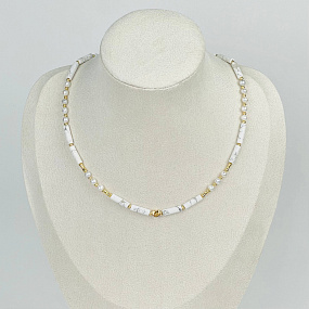 Колье из Говлита и Жемчуга, Артикул: 116886 - изображение товара №1