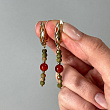 Серьги длинные из Унакита и Сердолика